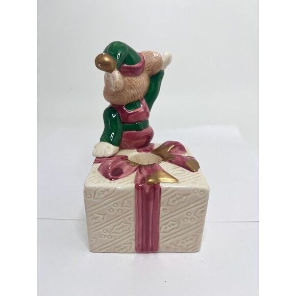 Omnibus Fitz & Floyd Christmas Mouse / Elf Candle Holder Pair 5.25" #2052/103 - Picture 5 of 10